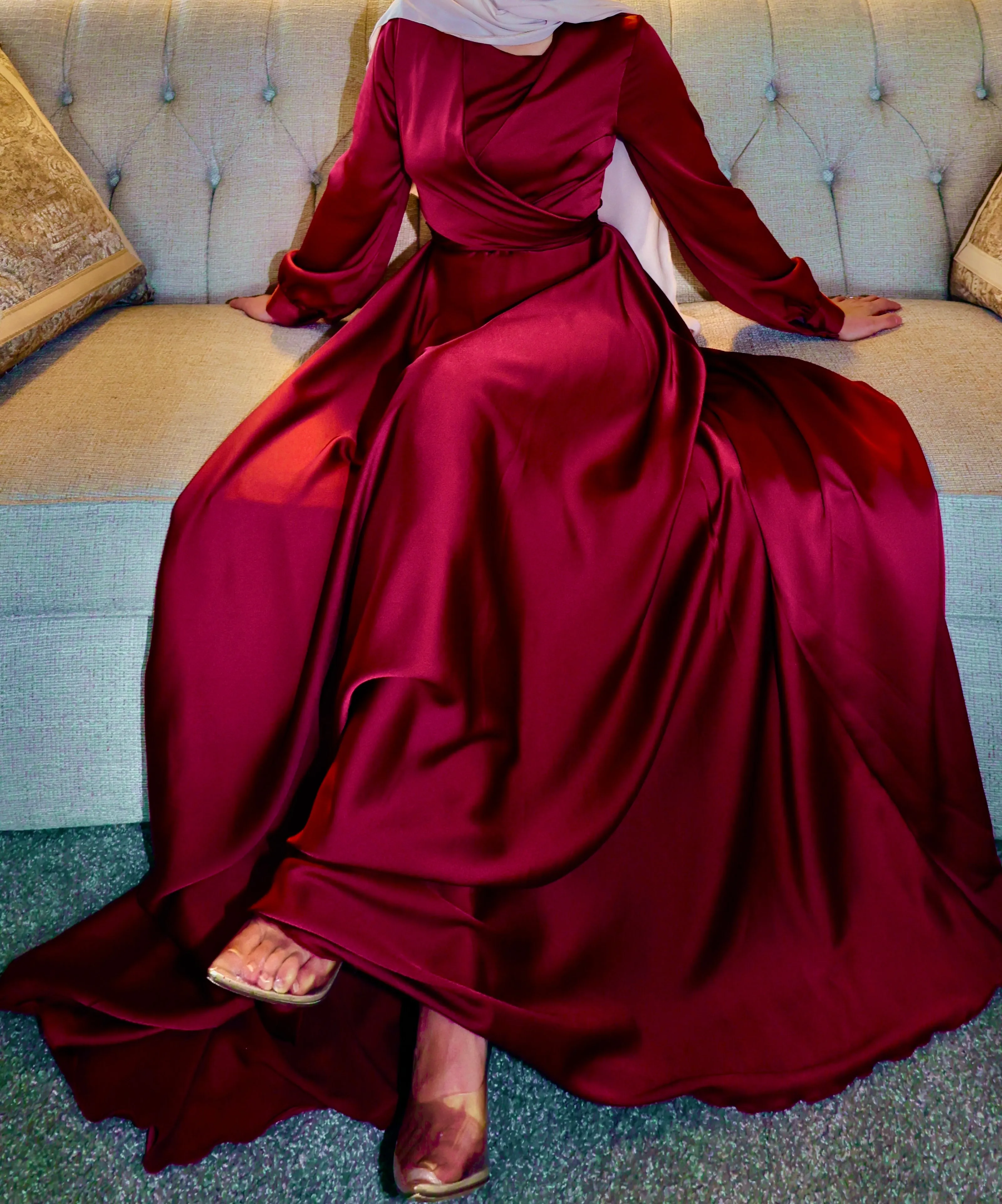 Delilah Satin Maroon