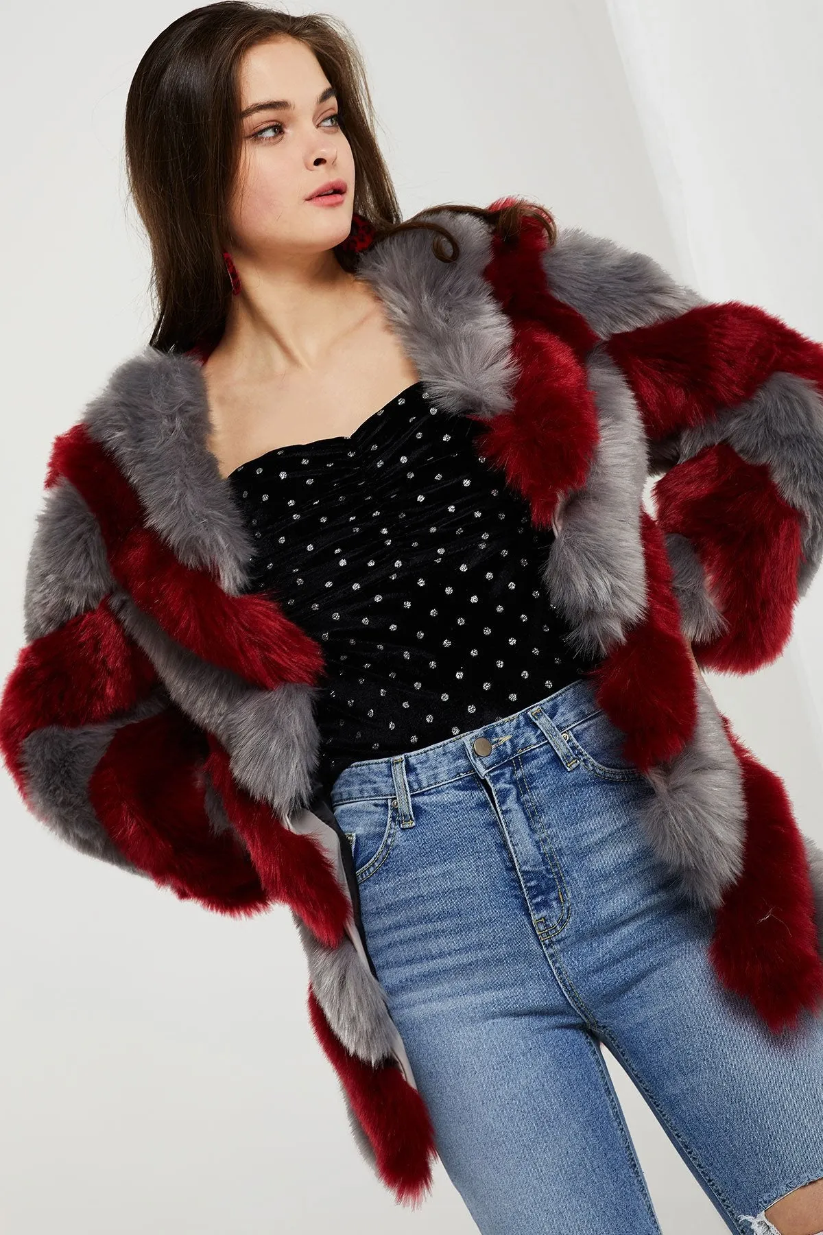 Elijah Diagonal Faux Fur Coat