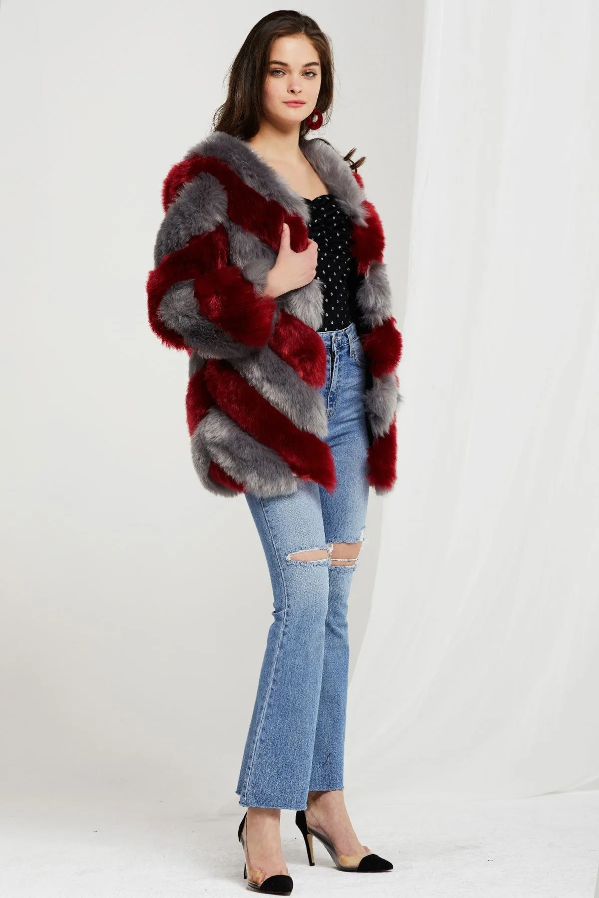 Elijah Diagonal Faux Fur Coat