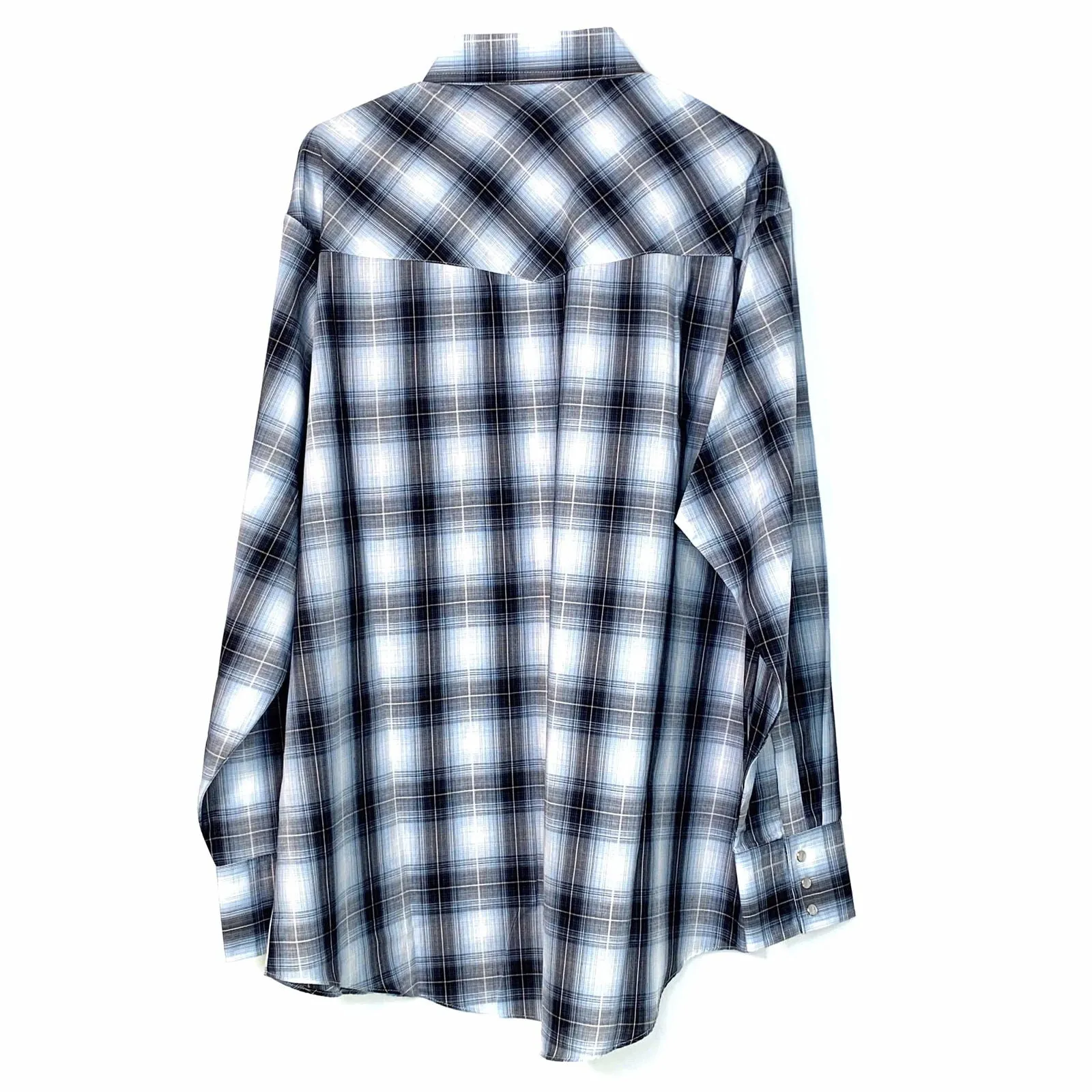 Ely Cattleman Mens Blue Plaid Western Long Sleeve Pearl Snap Up NWT