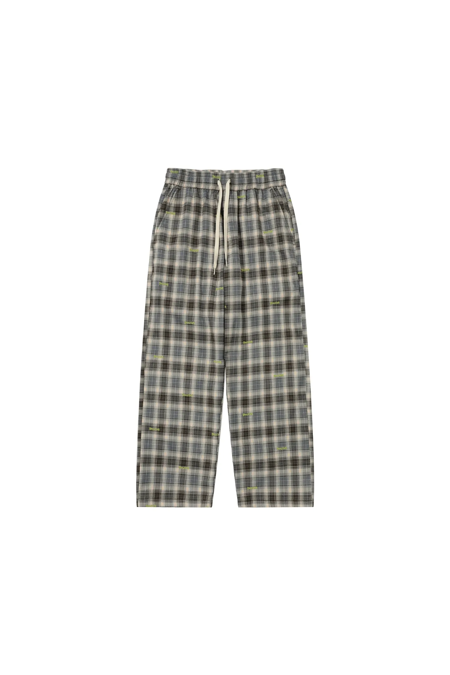 Embroidered Plaid Pants Vintage Straight Trousers