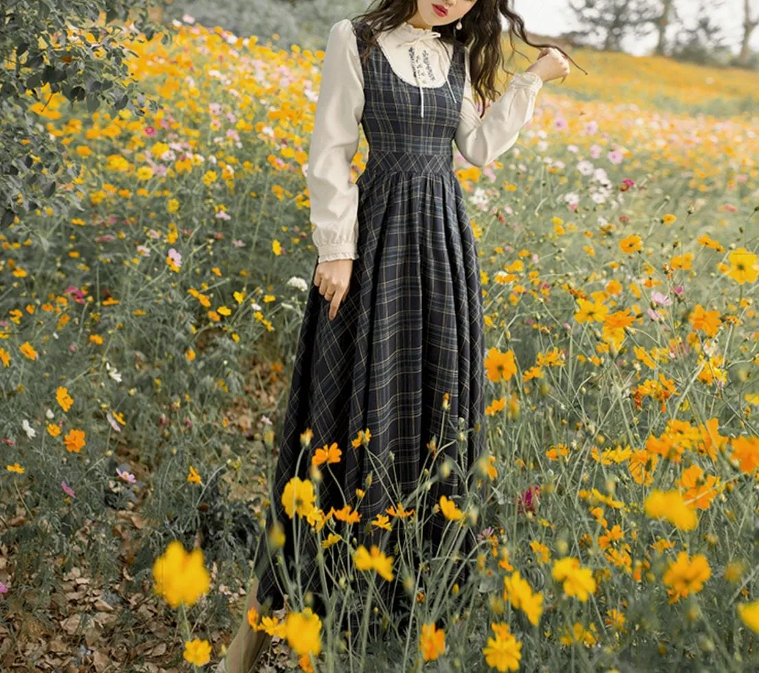 Embroidery Plaid Dress