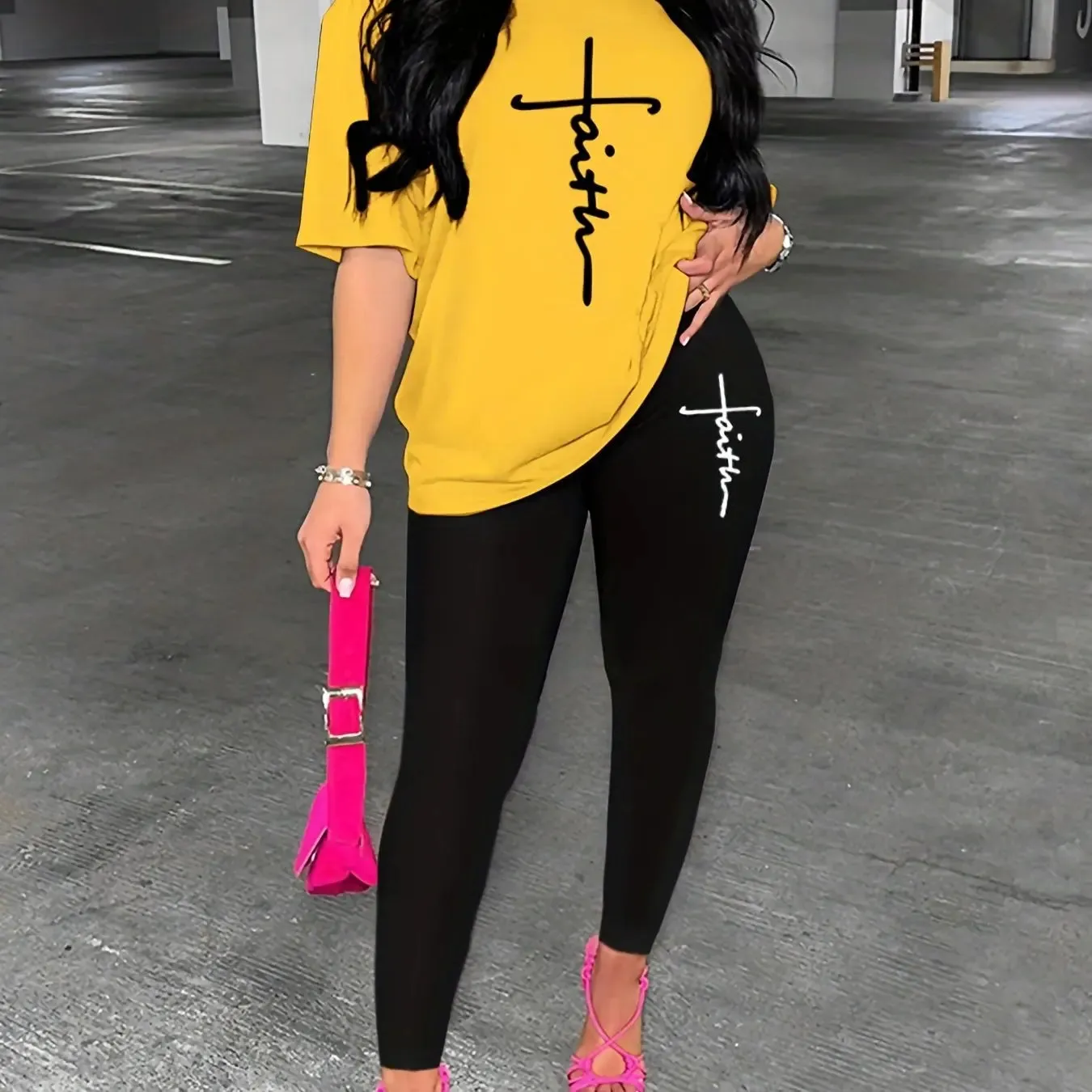 Faith T-shirt Leggings Two-piece Set