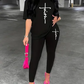 Faith T-shirt Leggings Two-piece Set