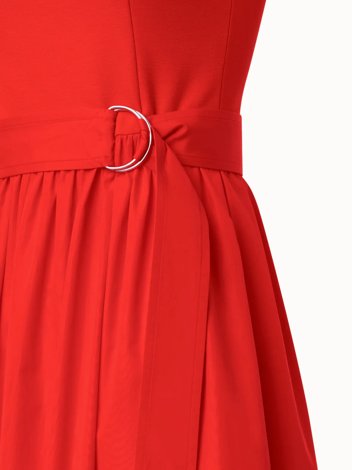 Fit and Flare Cotton Midi Dress with Jersey Top