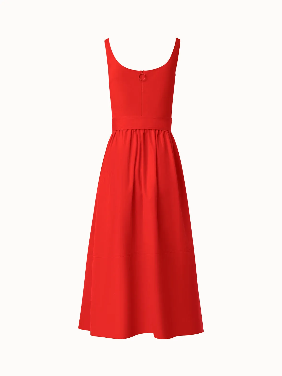 Fit and Flare Cotton Midi Dress with Jersey Top