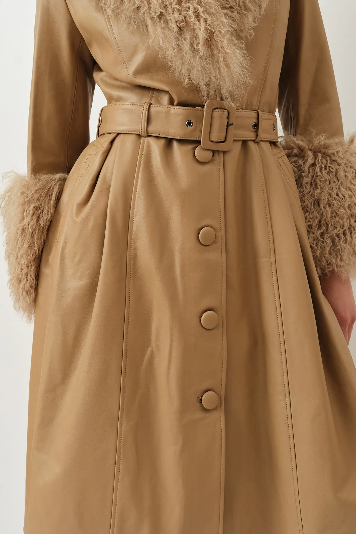 Foxy Shearling Coat — Beige