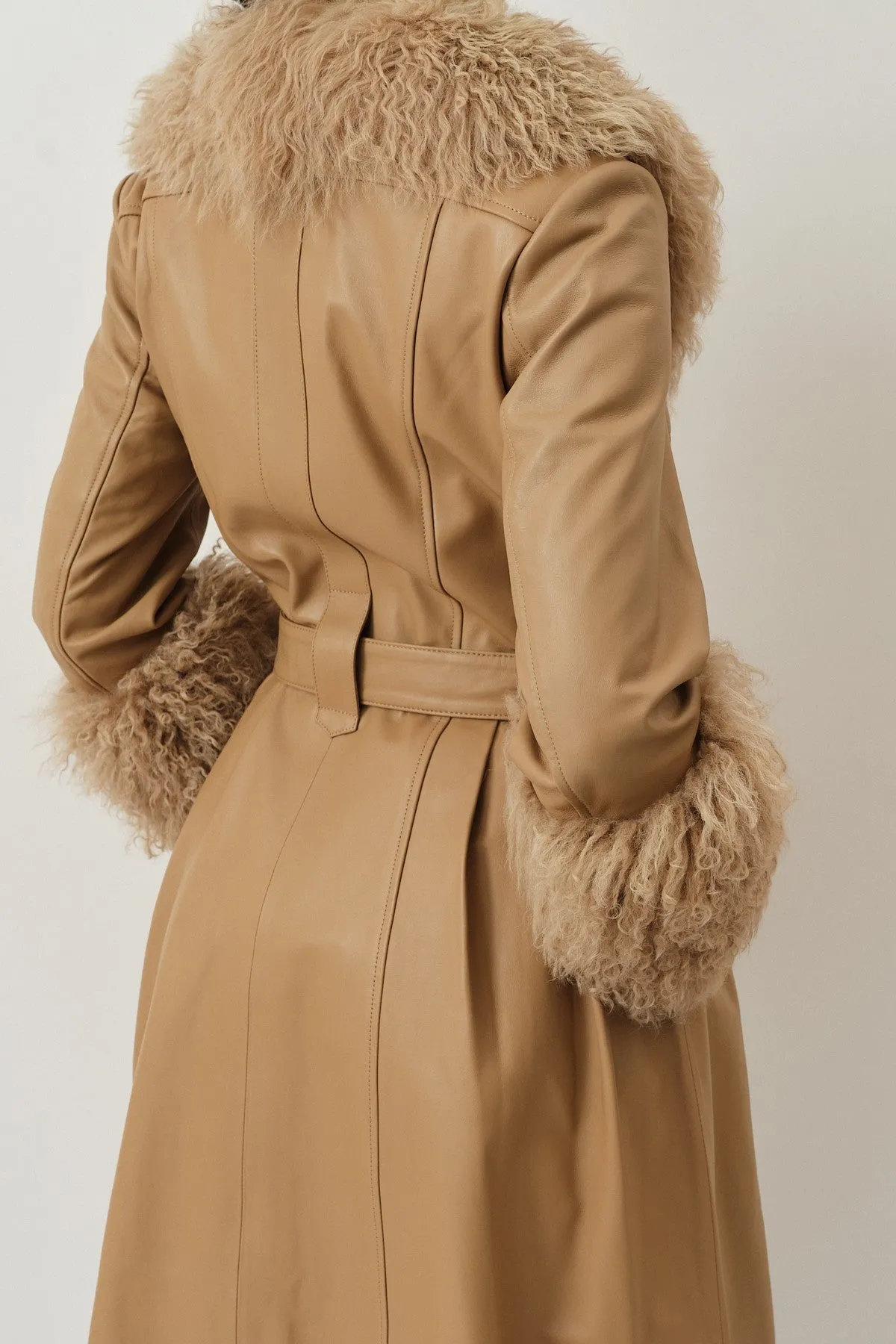 Foxy Shearling Coat — Beige