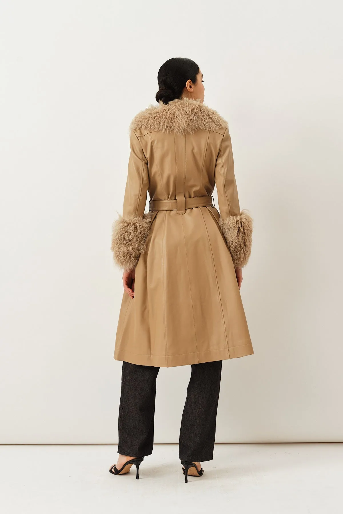 Foxy Shearling Coat — Beige