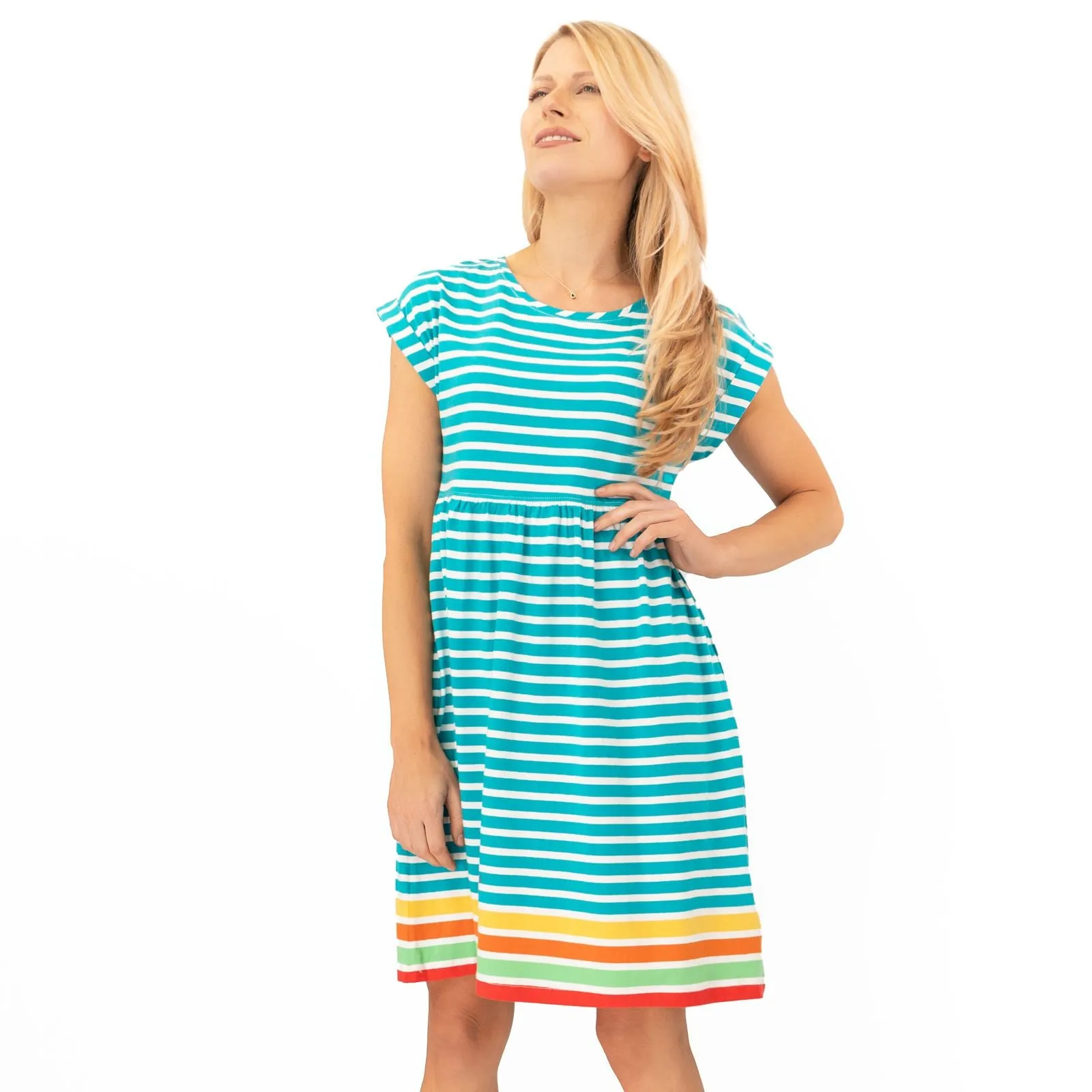 Frugi Materinity Turquoise Stripe Dress