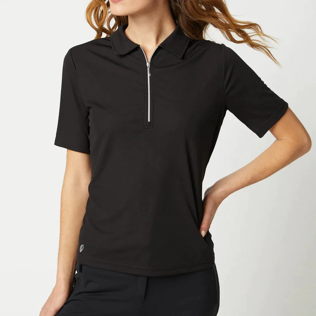 GGblue Womens Jane 3/4 Sleeve Golf Polo - BLACK