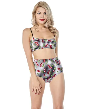 Gingham Cherry High Waisted Bikini