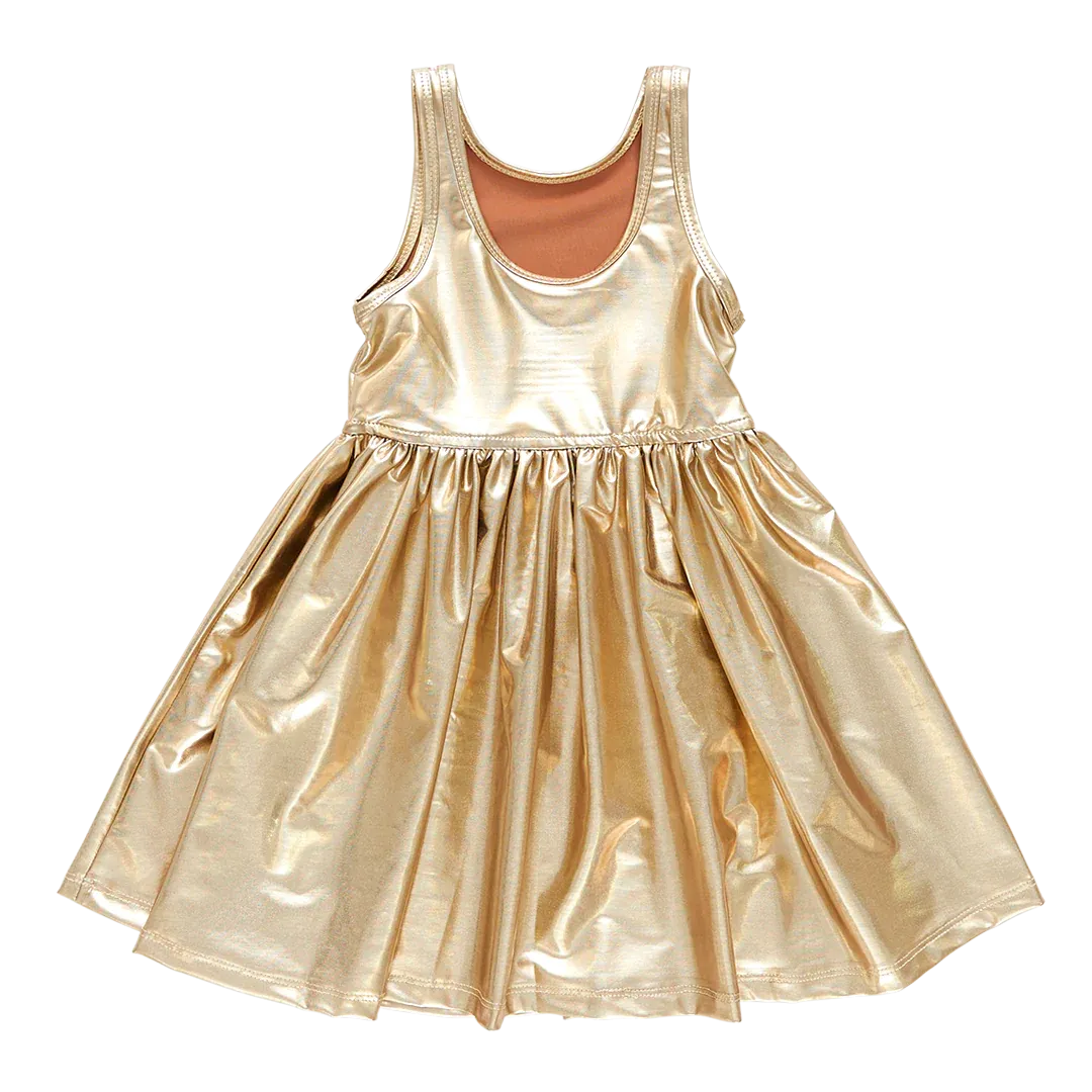 Girls Liza Lame Dress - Gold