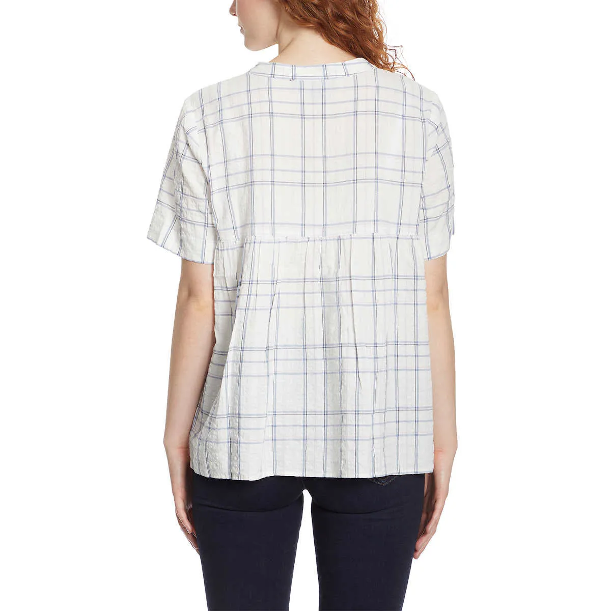 Gloria Vanderbilt Women's Lightweight Cotton Seersucker Popover Plaid Shirt