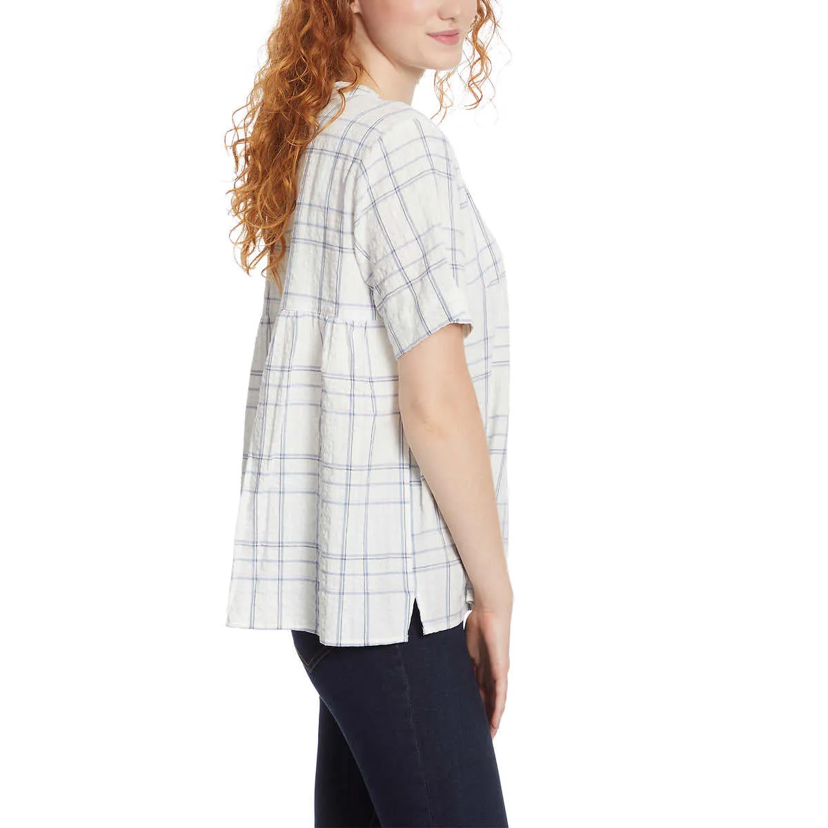 Gloria Vanderbilt Women's Lightweight Cotton Seersucker Popover Plaid Shirt