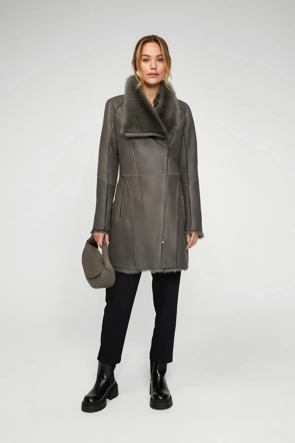 Grey Shearling Coat