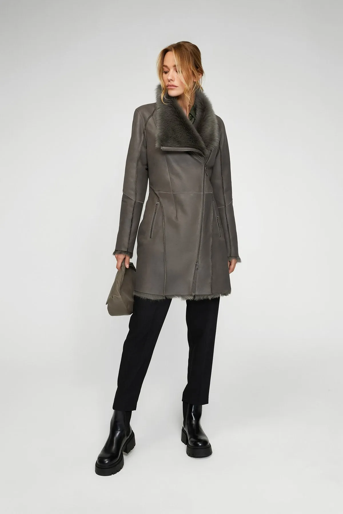 Grey Shearling Coat