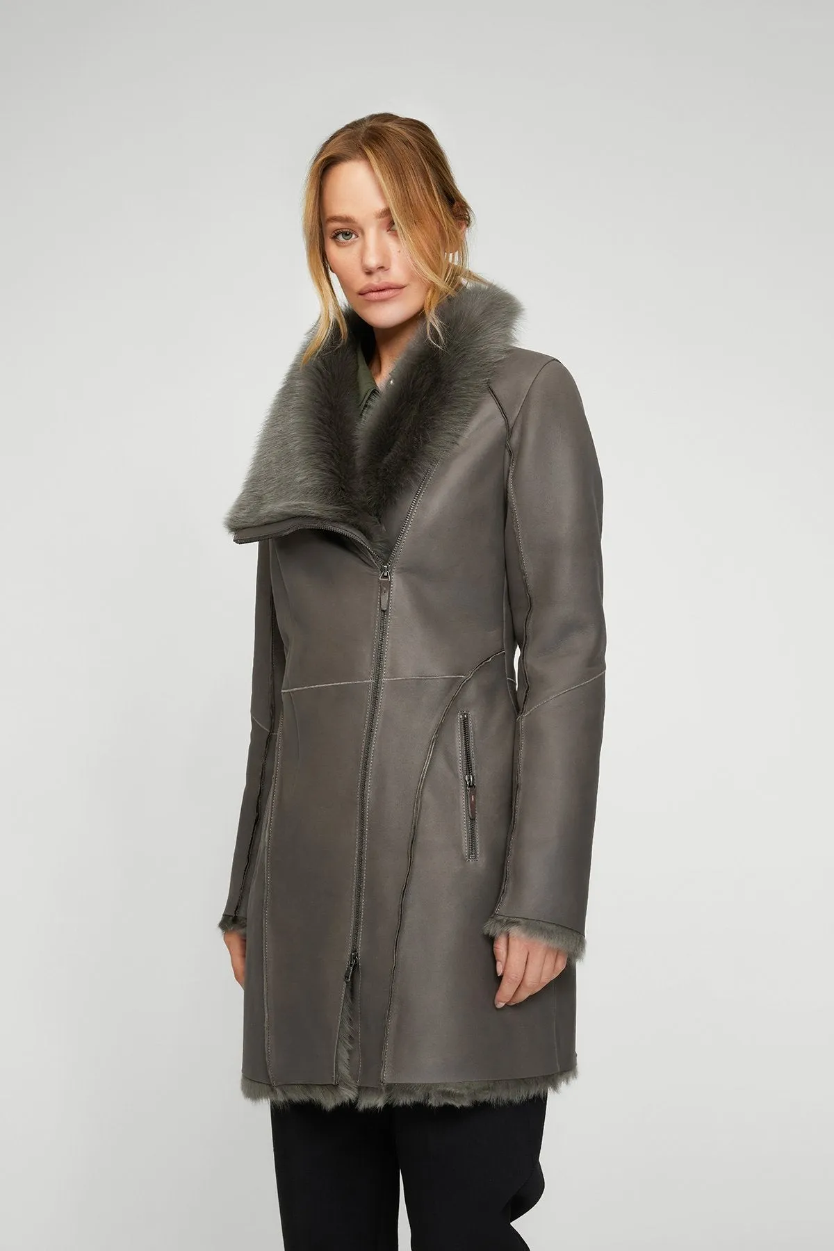 Grey Shearling Coat