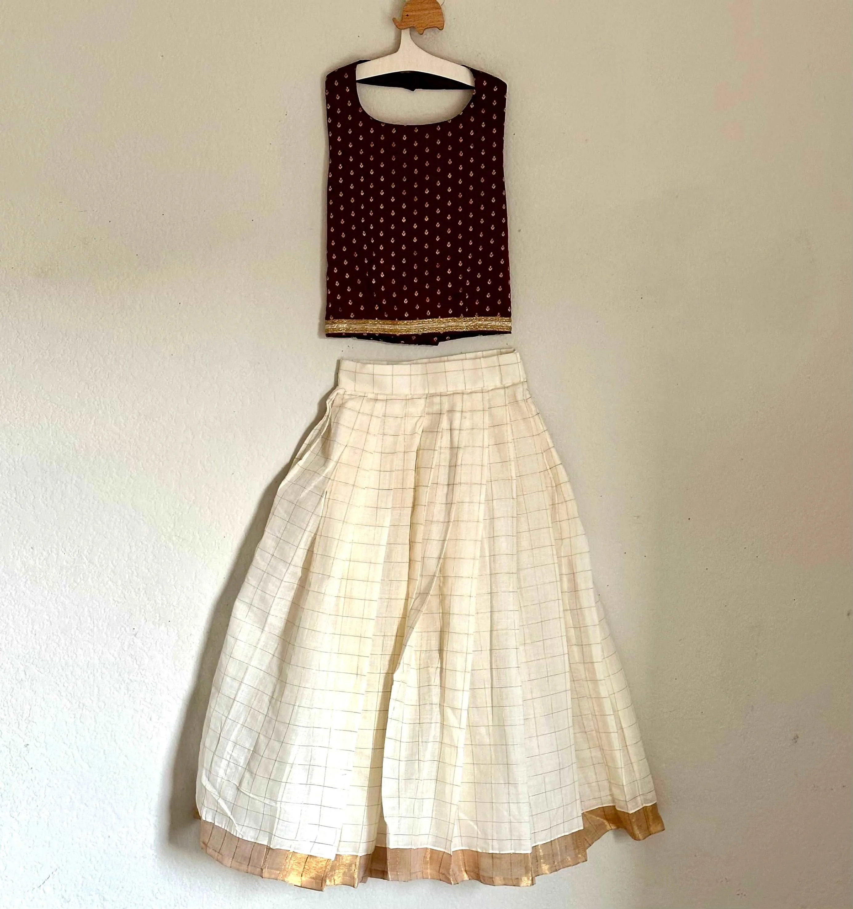 Halter Neck Crop Top 2with Cotton Skirt | 4-5 Yrs