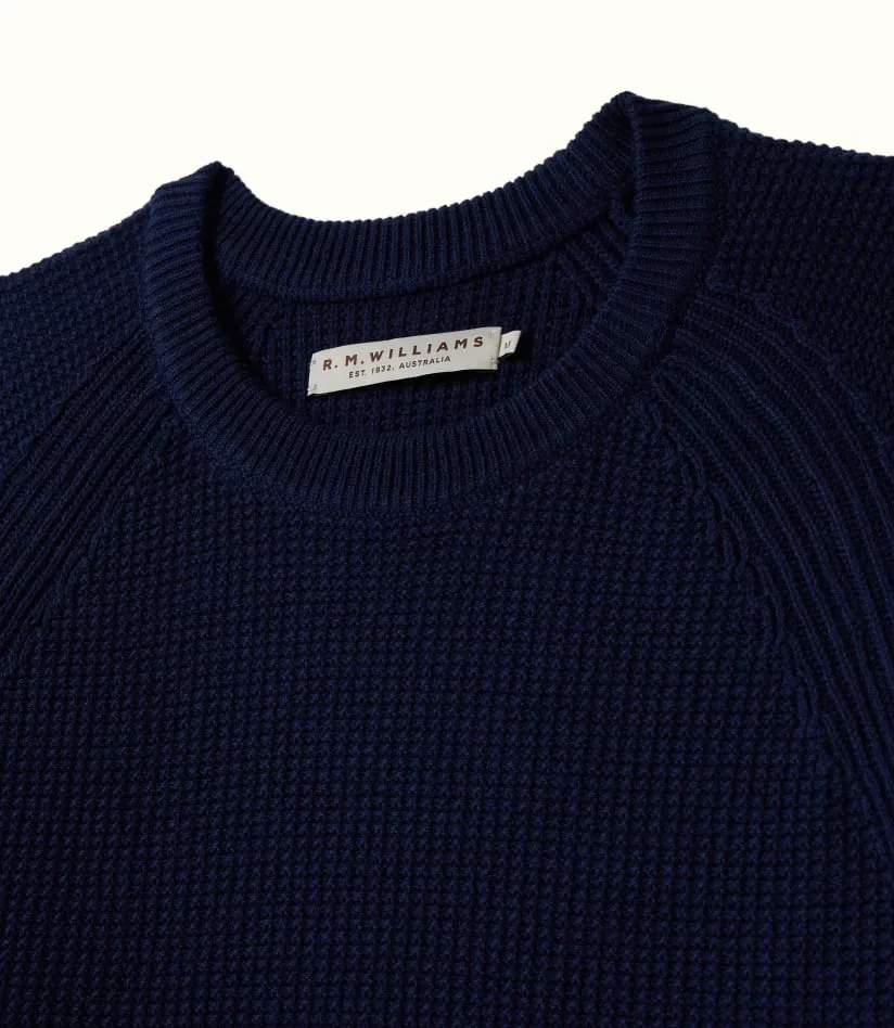 Harrison Waffle Knit Sweater - Navy