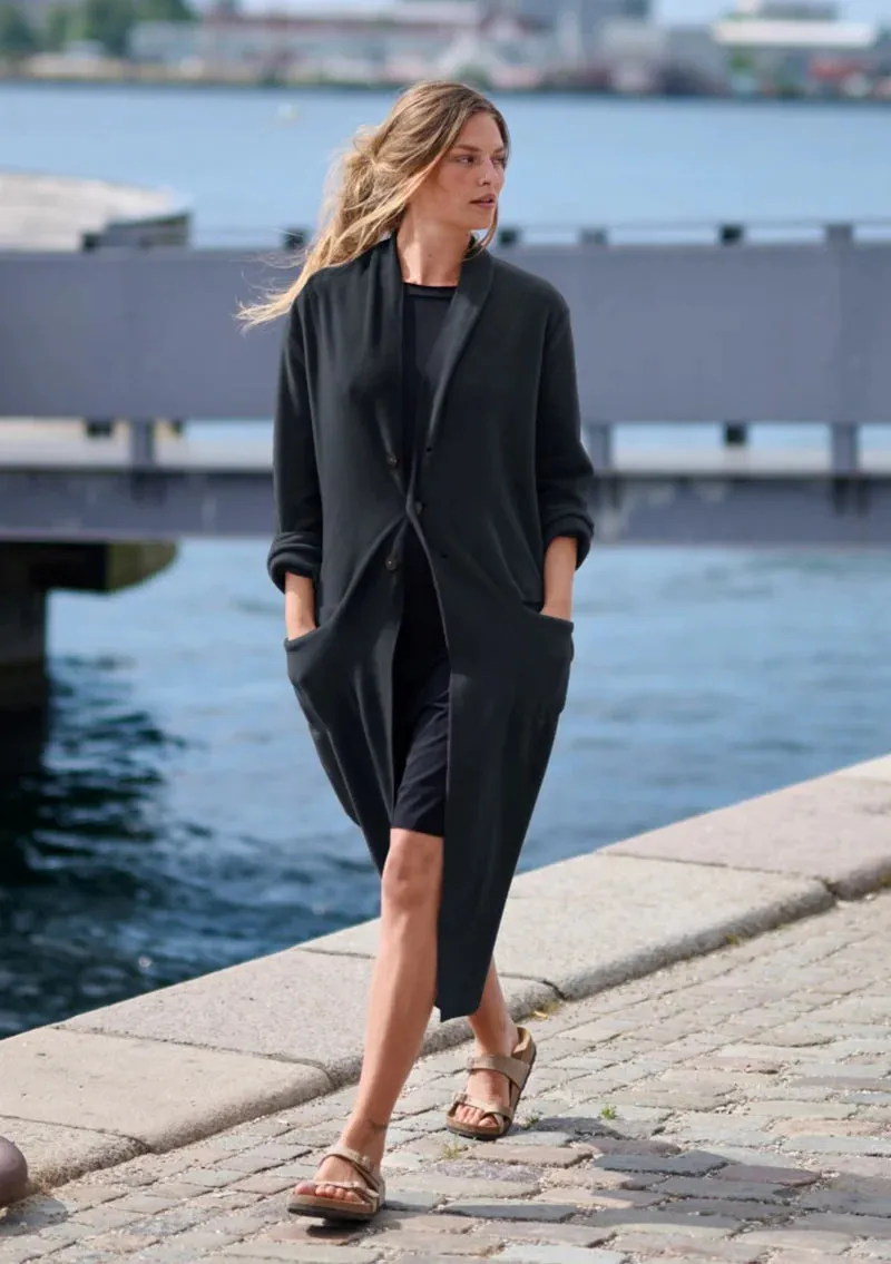 Henriette Steffensen Long Line Cardigan in Soft Black 7162