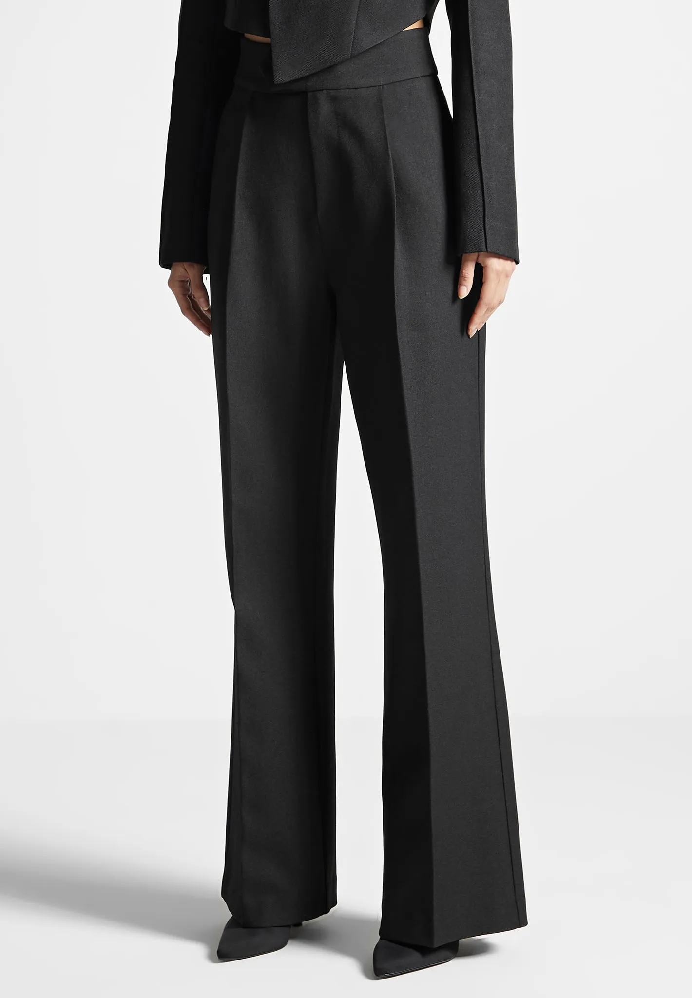 High Waisted Tailored Trousers - Black