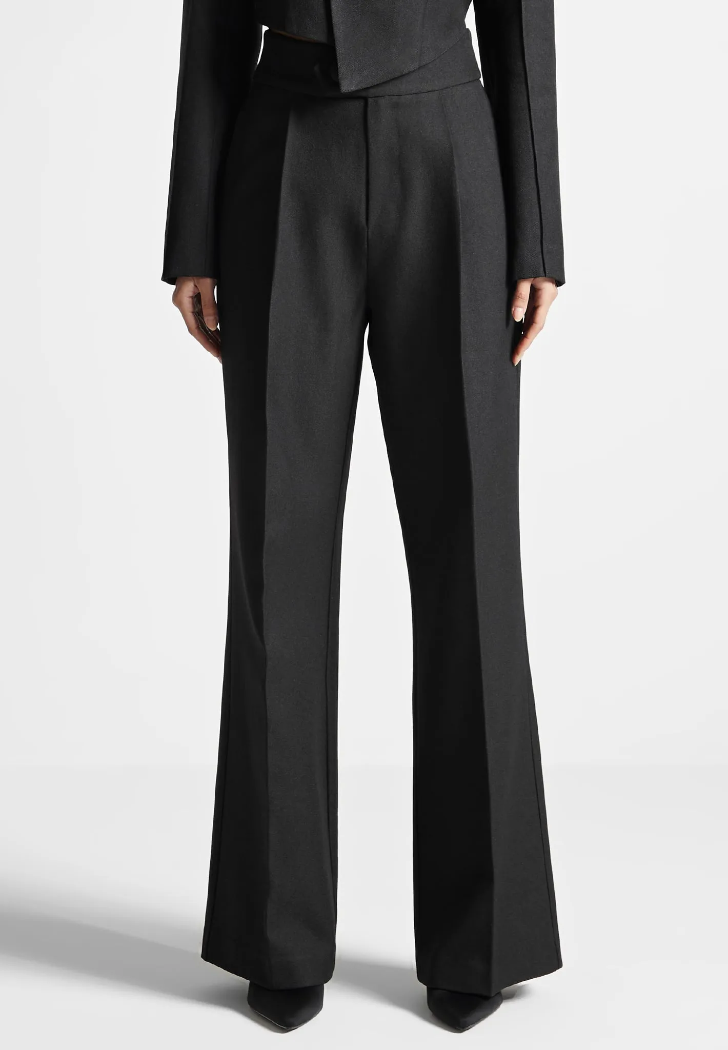 High Waisted Tailored Trousers - Black