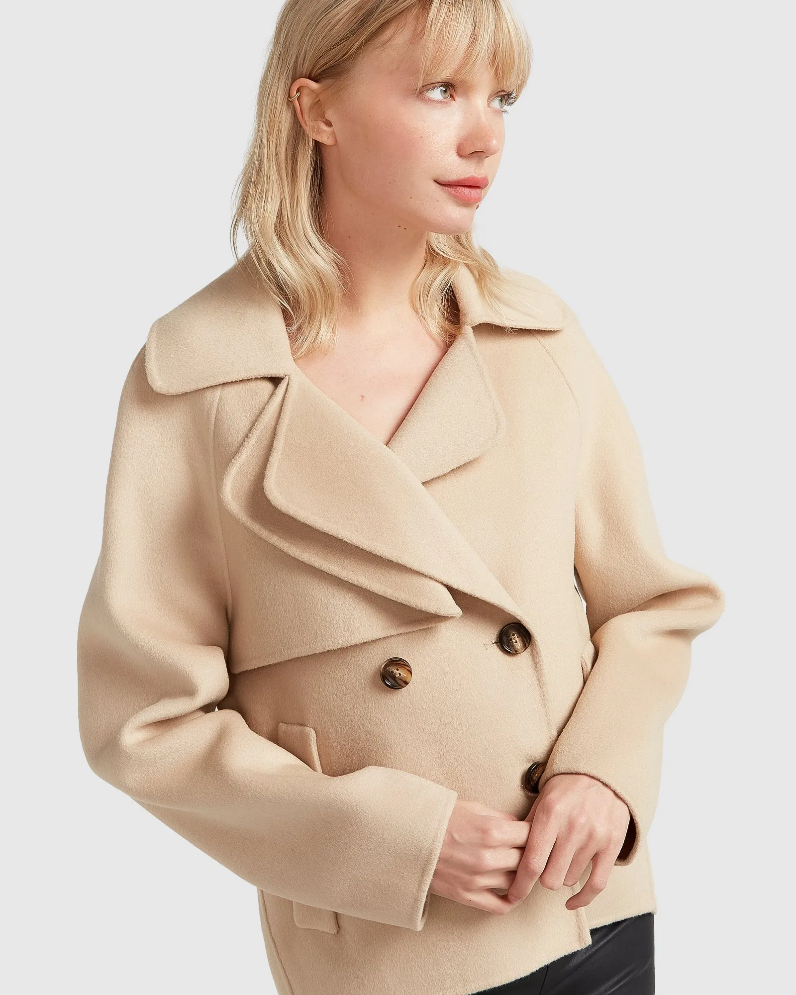 I'm Yours Wool Blend Peacoat - Pale Oat