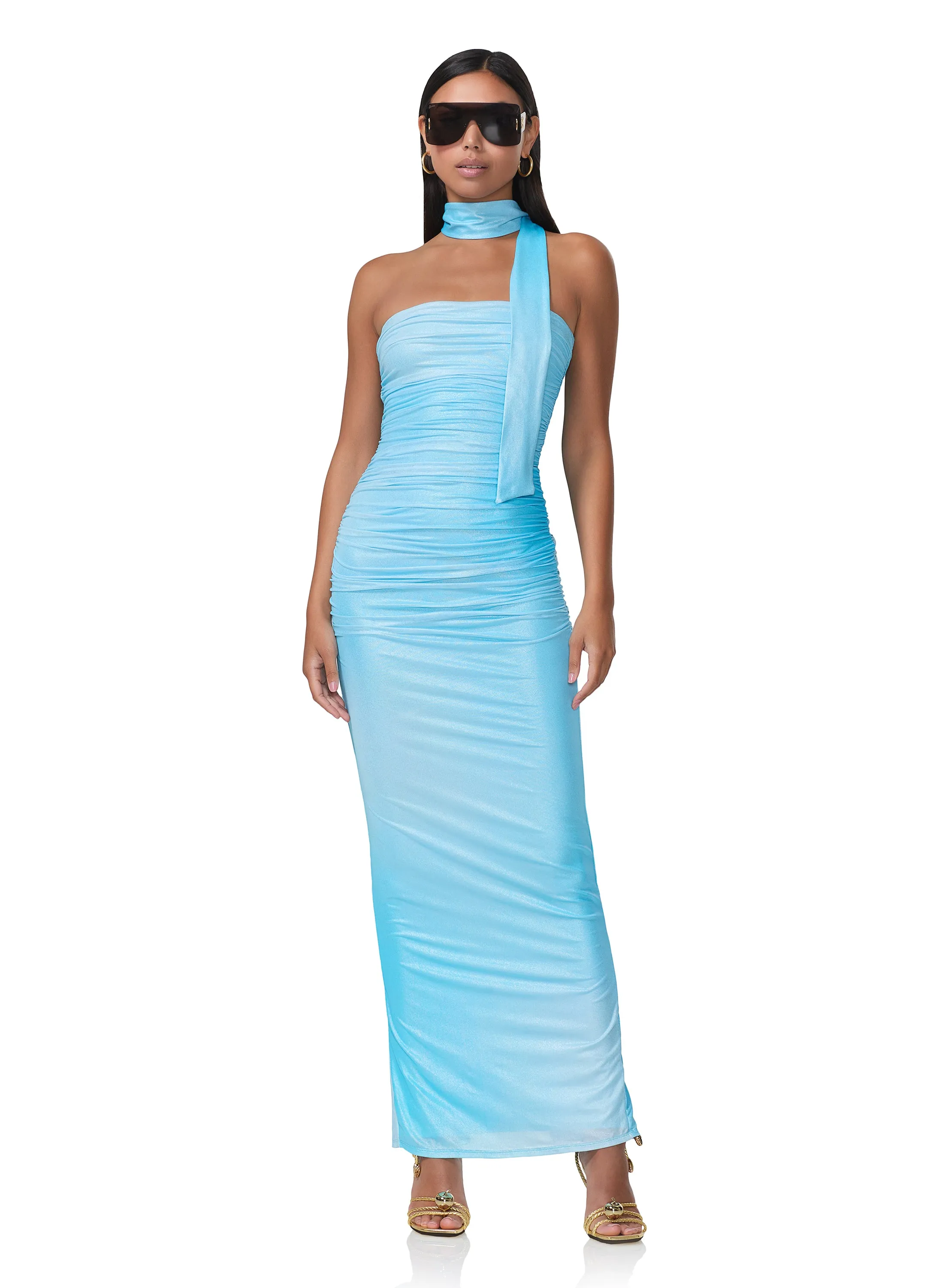 Ira Metallic Dress - Bluefish Ombre