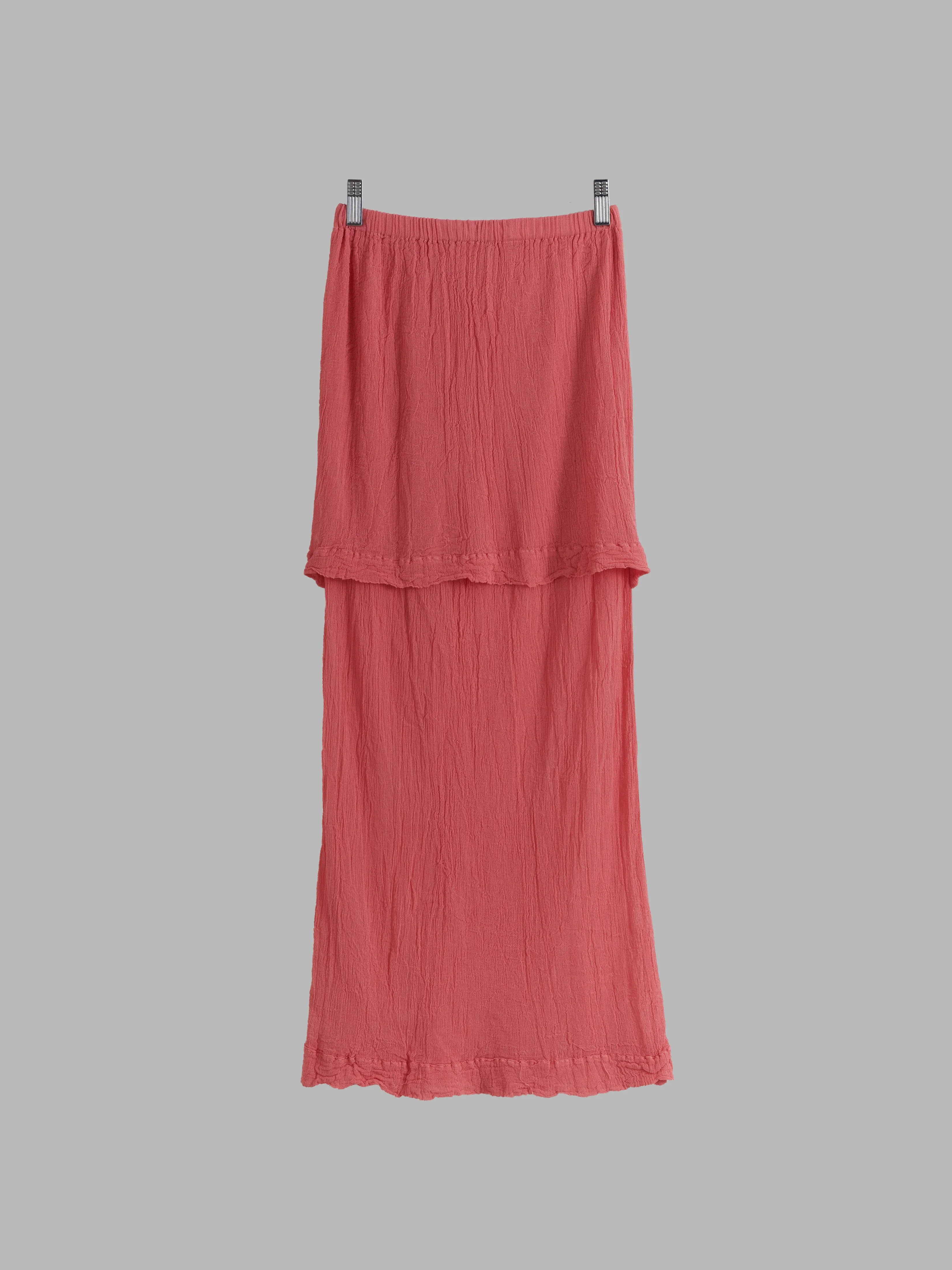 Issey Miyake Permanente creased pink cotton layered skirt or tube dress - M S