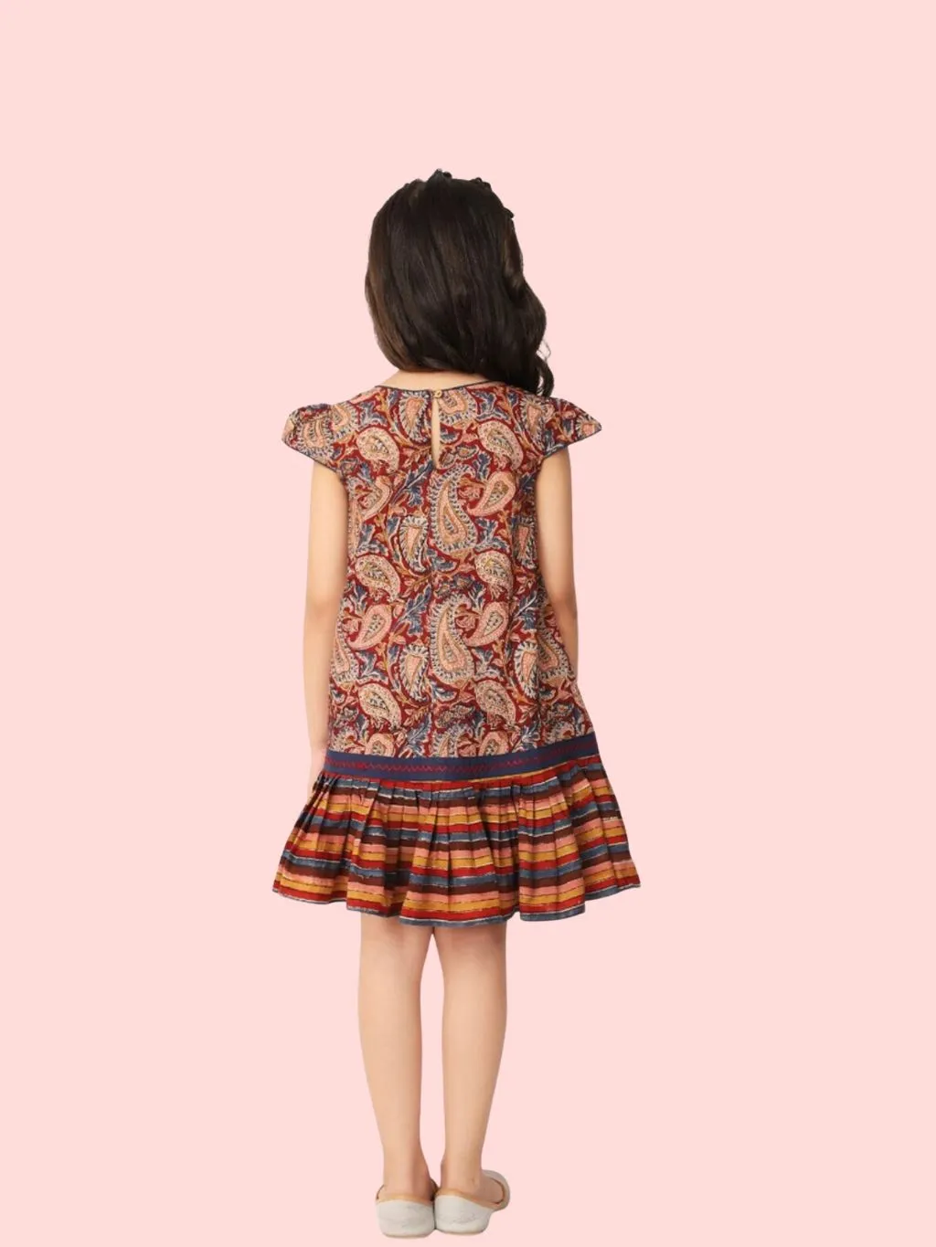 Kalamkari Printed Dress | Red Paisley