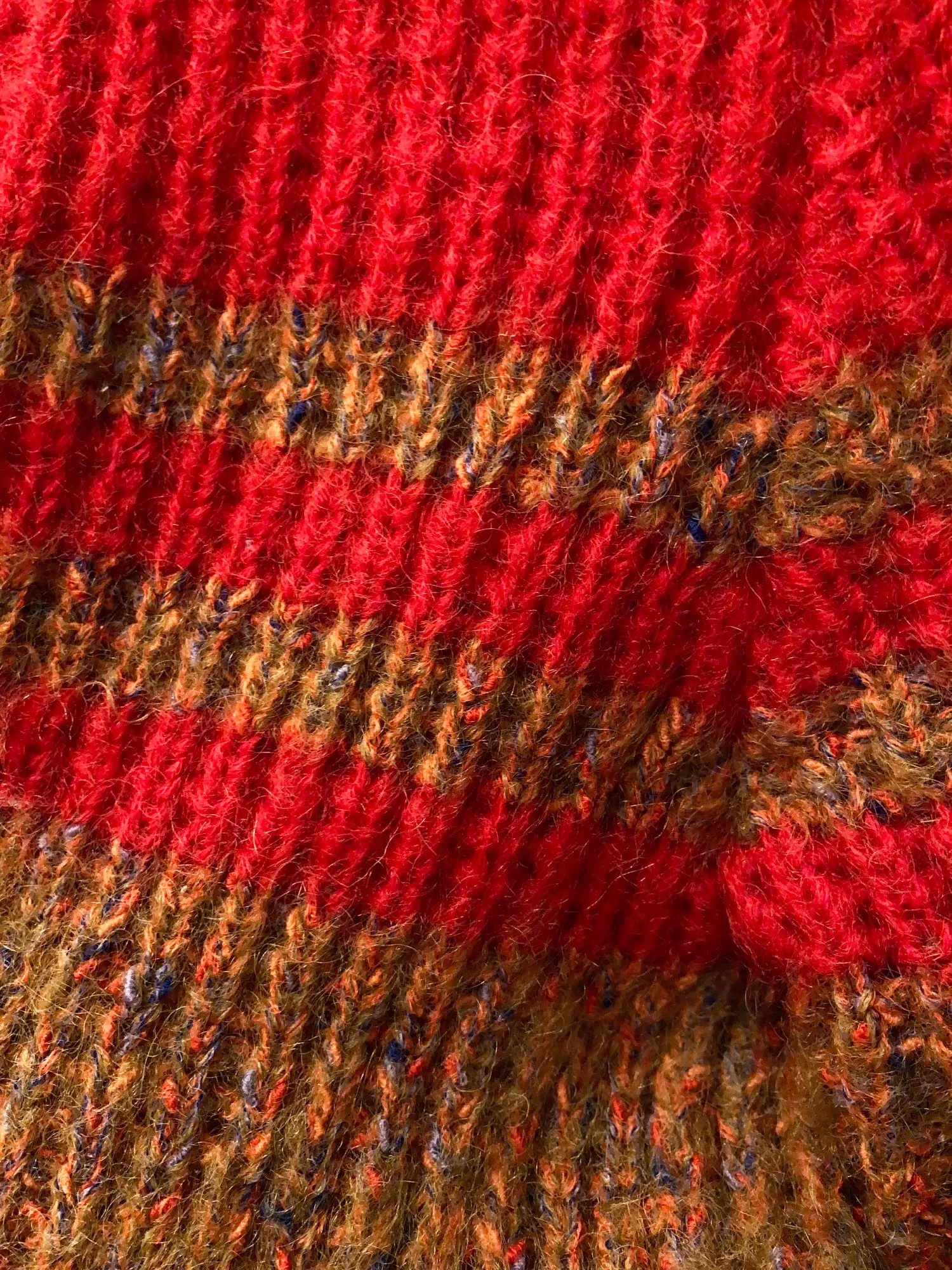 Kansai Yamamoto 1980s brown and red striped wool rib knit jumper