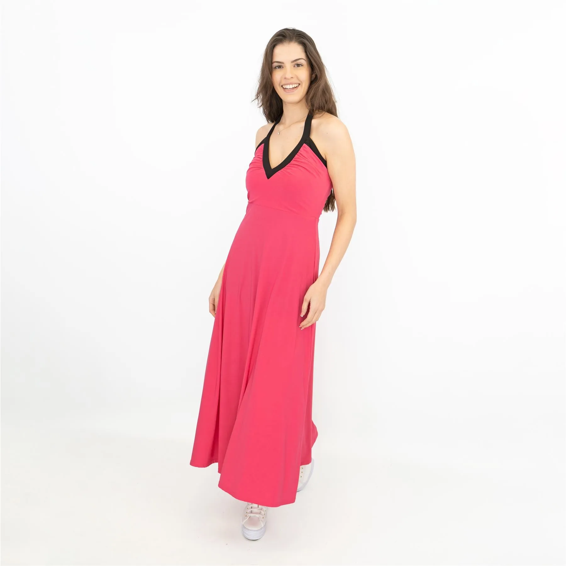 Karen Millen Pink Halter Neck Maxi Long A-Line Dresses