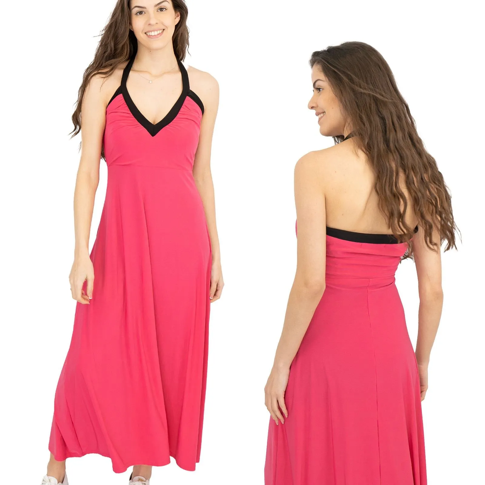 Karen Millen Pink Halter Neck Maxi Long A-Line Dresses