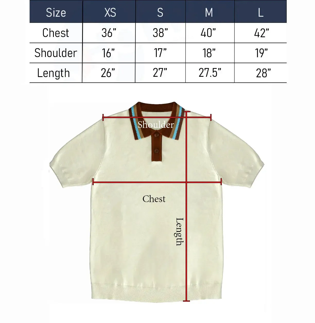 Knitwear - Cream Stripe Tipped Collar Knitted Polo Shirt