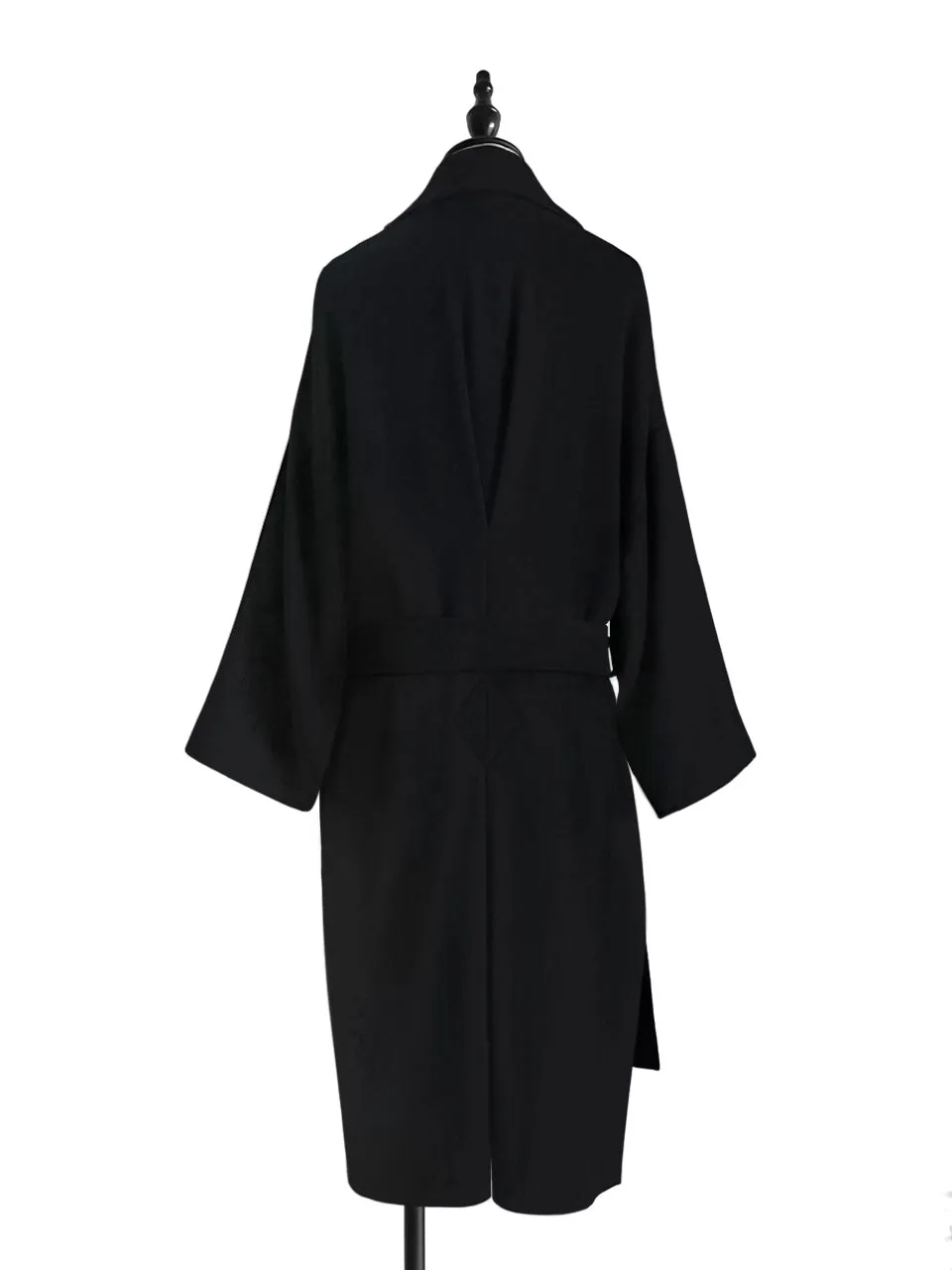 Last Chance! Black Relaxed Fit Luxury Cashmere Belted Coat