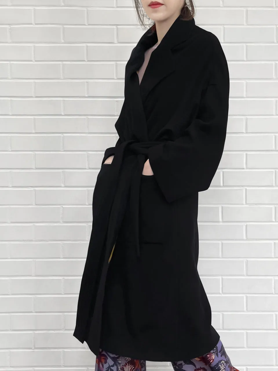 Last Chance! Black Relaxed Fit Luxury Cashmere Belted Coat