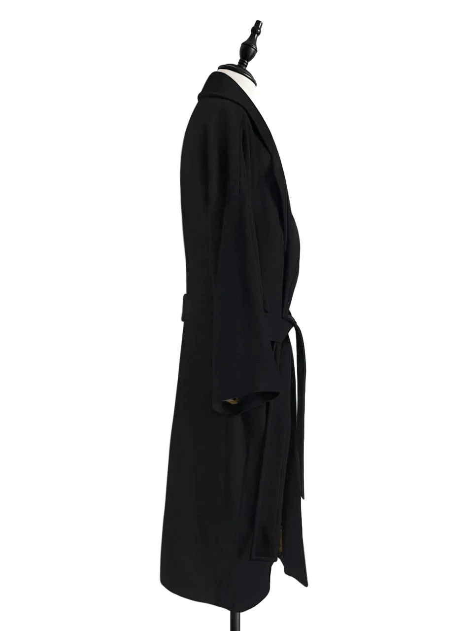 Last Chance! Black Relaxed Fit Luxury Cashmere Belted Coat