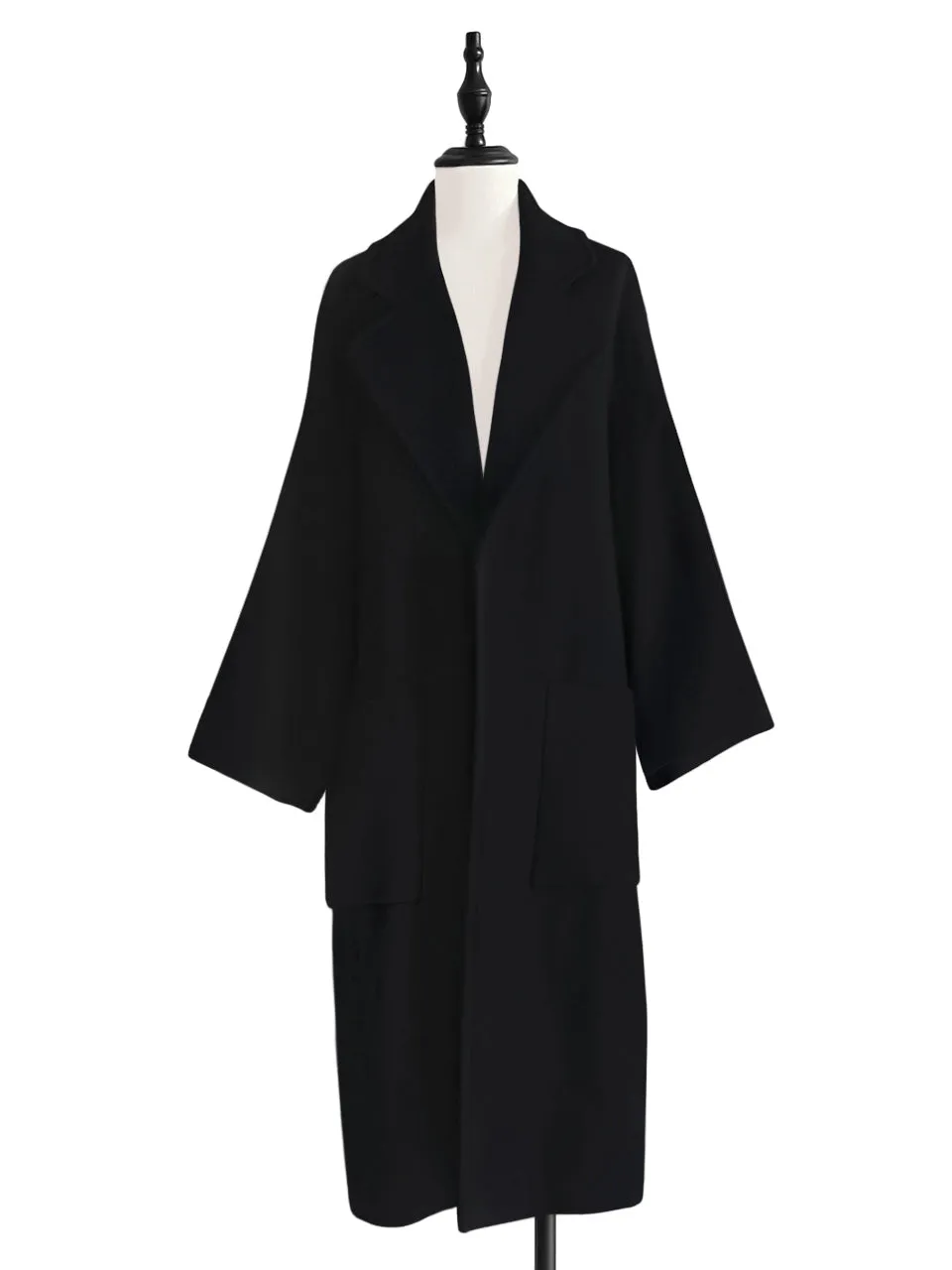 Last Chance! Black Relaxed Fit Luxury Cashmere Belted Coat