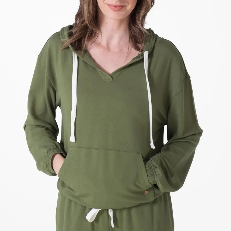 LatteLove V Neck Hoody Olivine