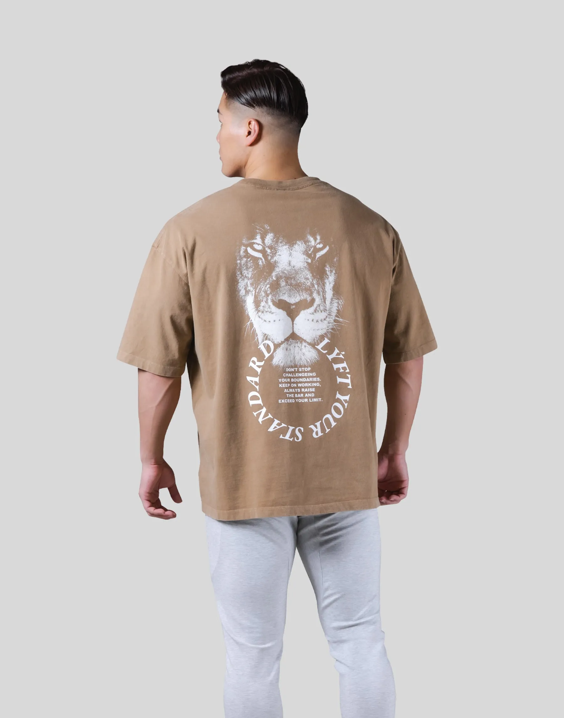 Lion Ring Vintage Big T-Shirt - Beige