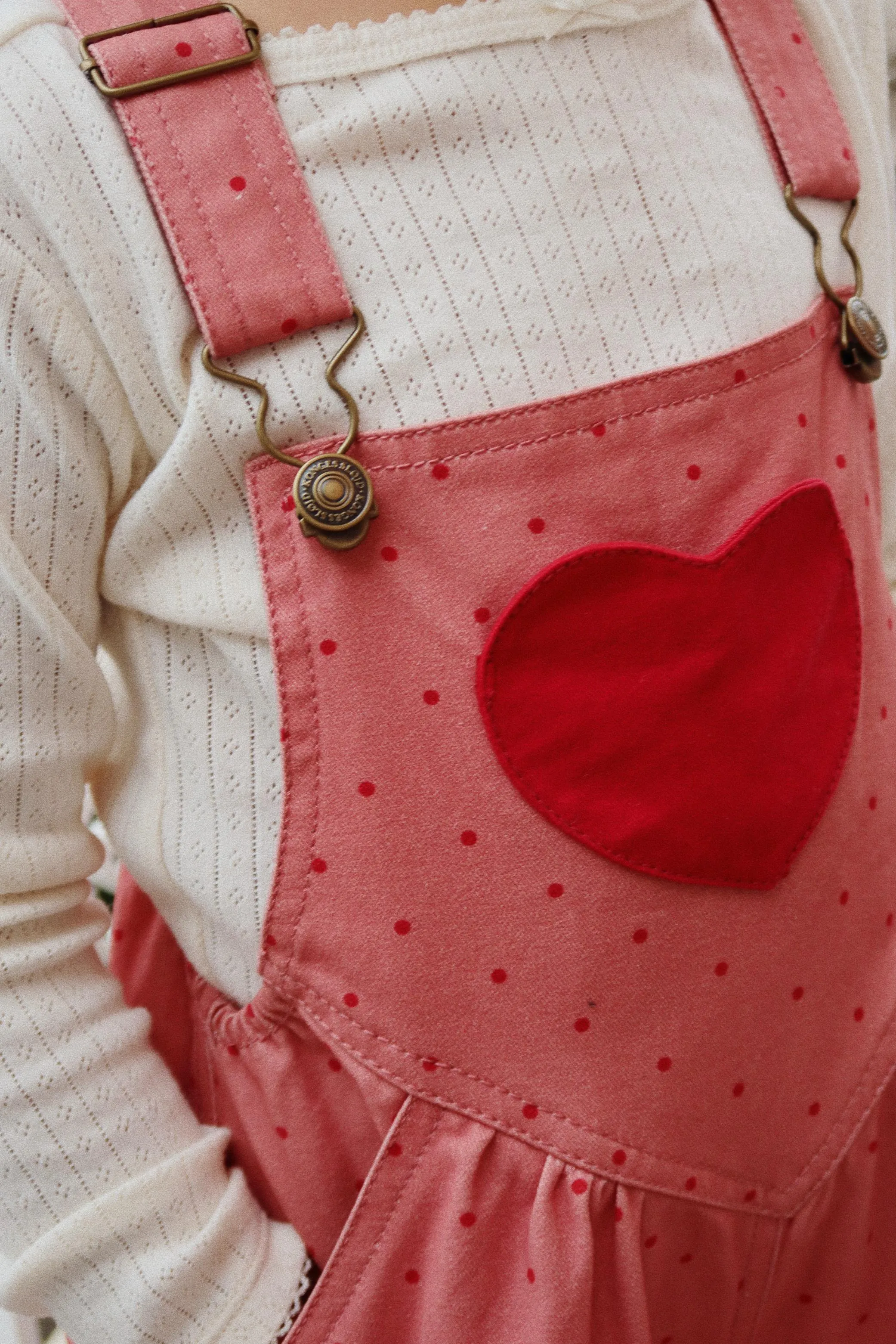 Mahogany Dot Nola Heart Overalls