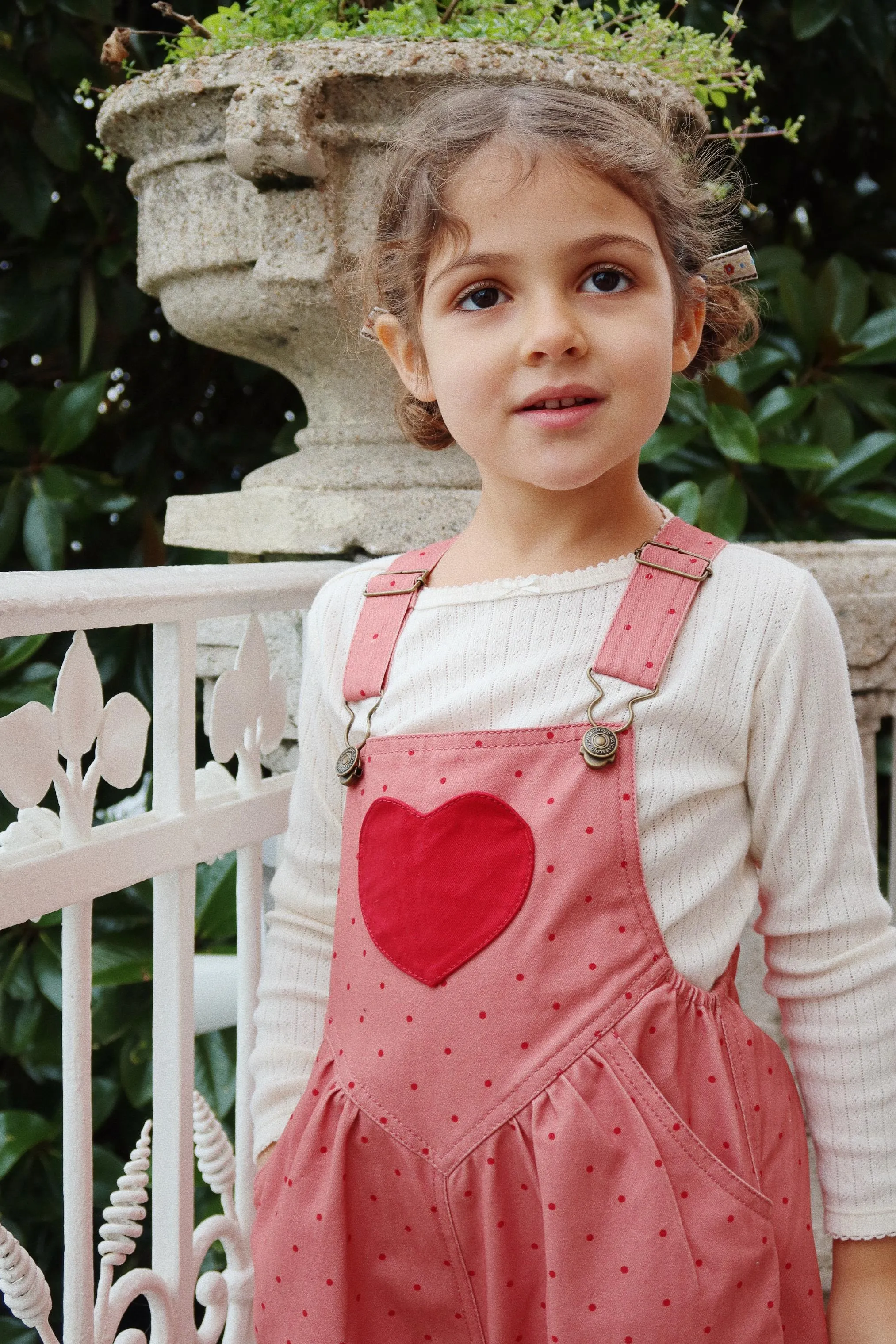 Mahogany Dot Nola Heart Overalls