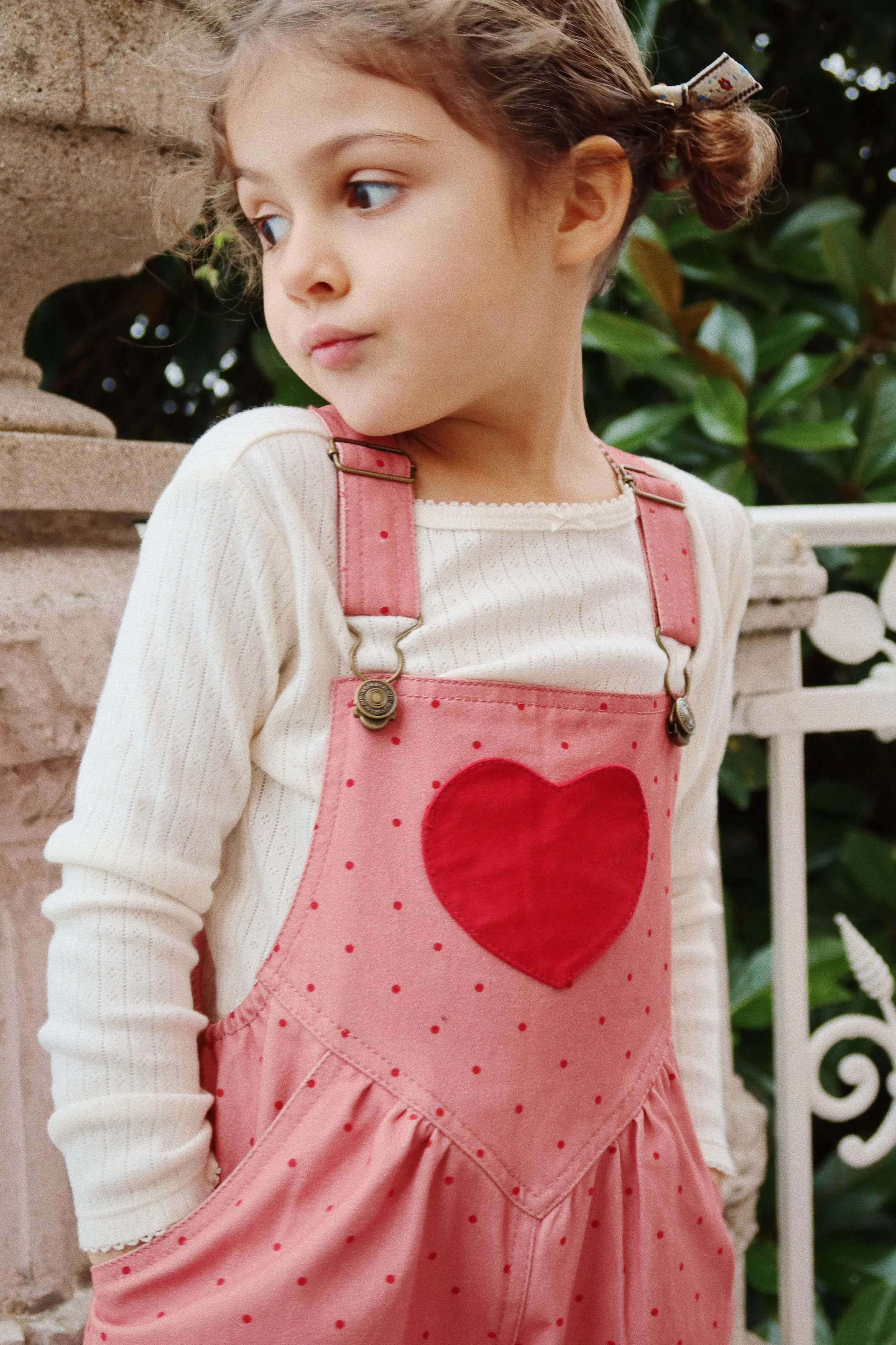 Mahogany Dot Nola Heart Overalls