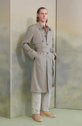 MAN RAY KHAKI HERRINGBONE WOOL TRENCH COAT