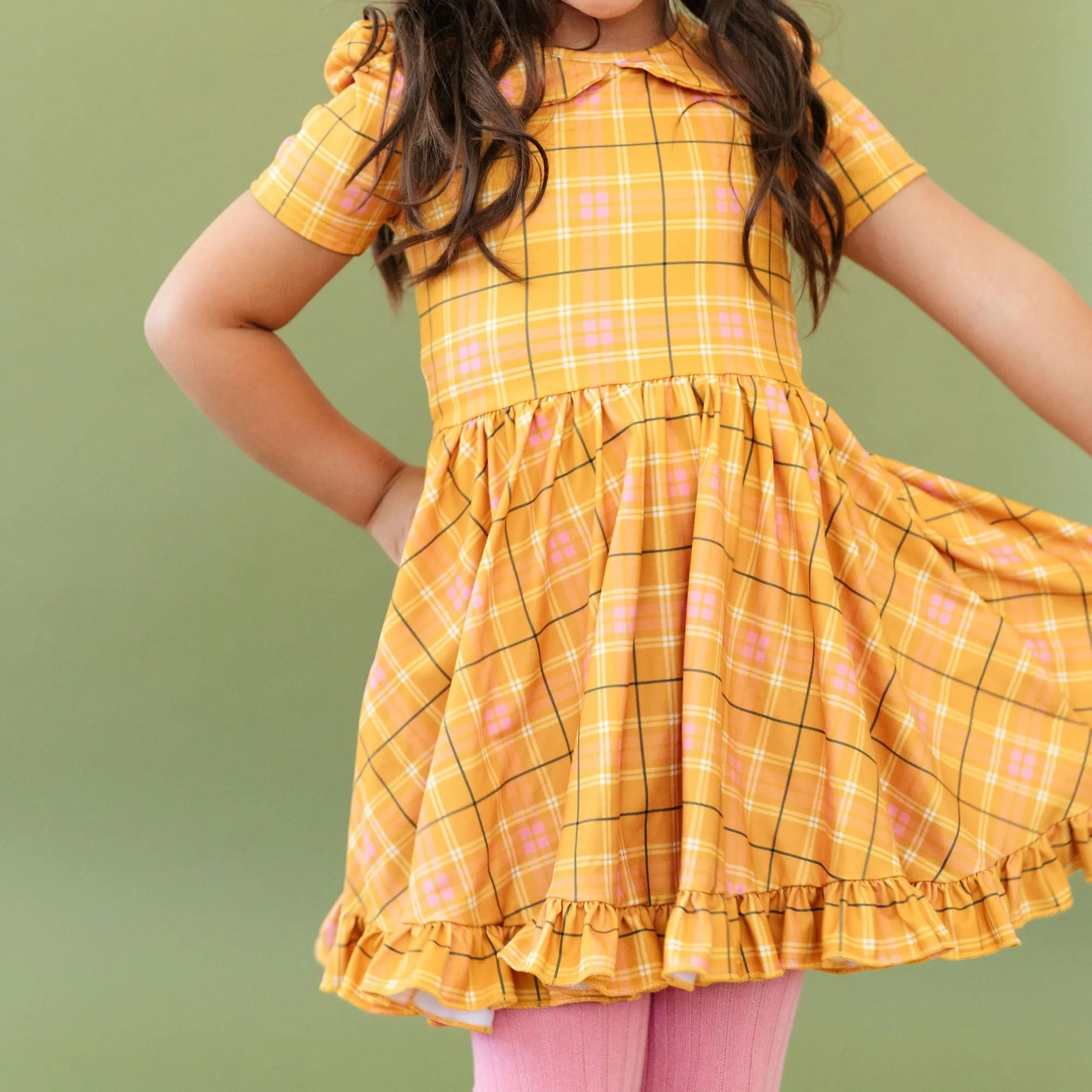 Marigold Plaid Twirl Dress