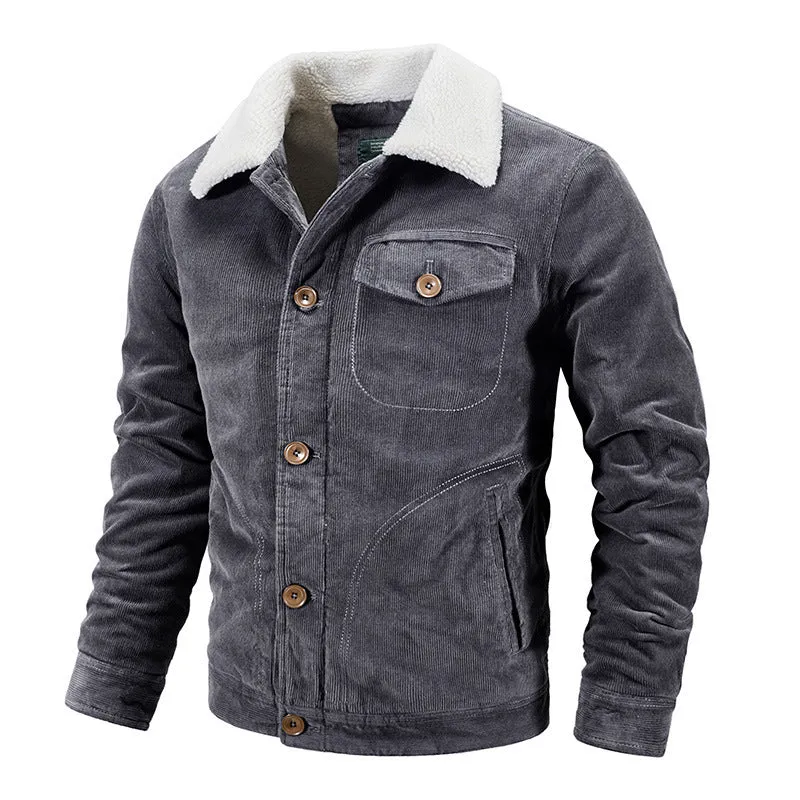 Men's Casual Fleece Thick Corduroy Jacket