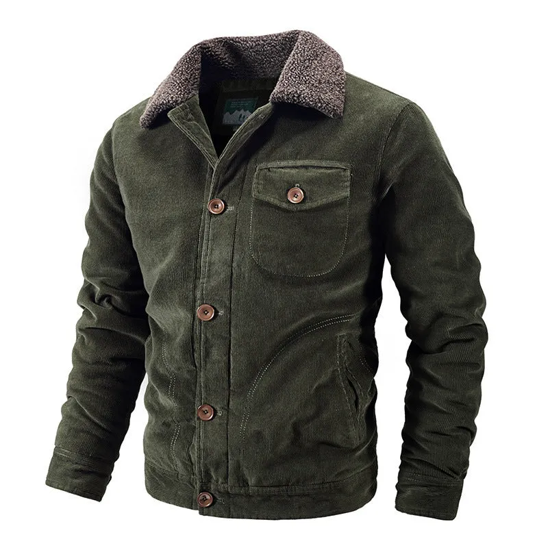 Men's Casual Fleece Thick Corduroy Jacket