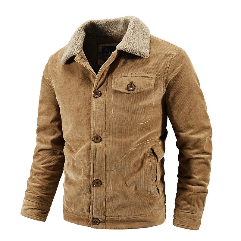 Men's Casual Fleece Thick Corduroy Jacket