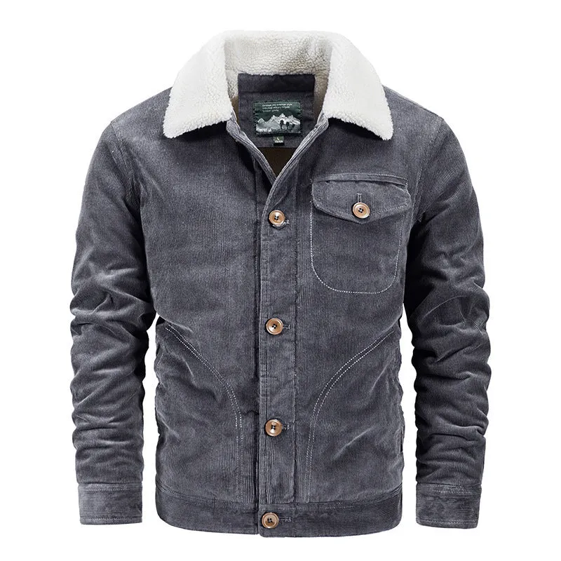 Men's Casual Fleece Thick Corduroy Jacket